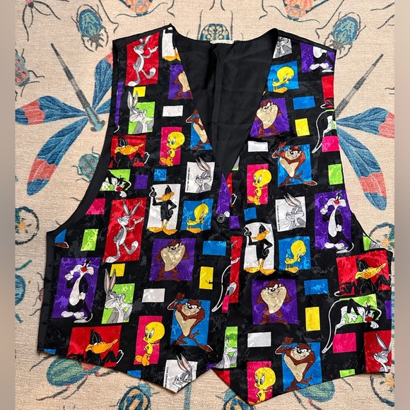 1994 Warner Bros Black and Red Cartoon Vest - Picture 1 of 6